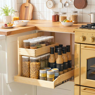 Sunvega 2 Tier Pull Out Cabinet Organizer with Soft Close and U Bracket