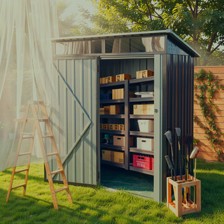 Sunvega 5x3ft Outdoor Metal Storage Shed with Transparent Endurance Plate