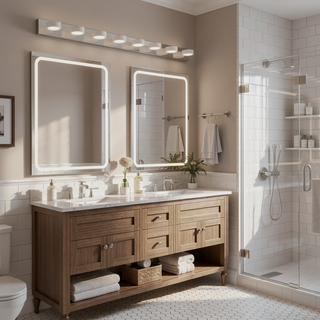 Sunvega Modern 7-Light LED Vanity Fixture with Acrylic Shades and Chrome Finish