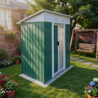 Sunvega Pent Roof Outdoor Storage Shed with Aluminum Alloy Frame and Sliding Door