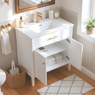 Sunvega 30 Inches Bathroom Vanity with Sink and Soft Close Doors