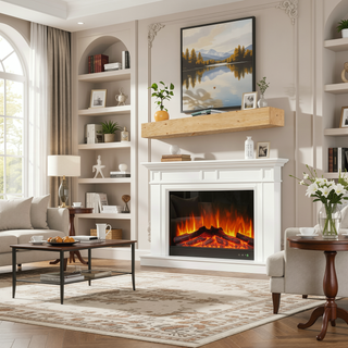 Sunvega Handcrafted Pine Wood Fireplace Mantel Shelf with Distinctive Wood Grain