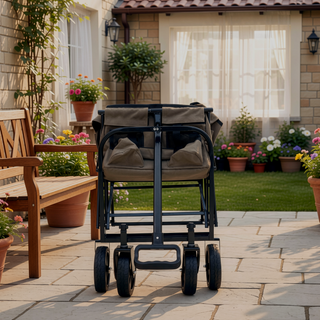 Sunvega Foldable Collapsible Wagon Cart with Extention Dual-Layer Design All-Terrain Wheels