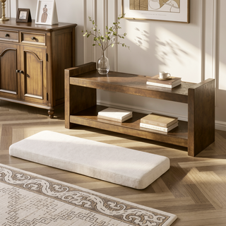 Sunvega Modern Accent Bench with Removable Cushion and Lower Storage Shelf
