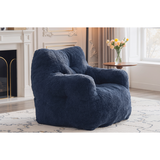 Sunvega Soft Teddy Velvet Fabric Tufted Bean Bag Chair with Ergonomic Backrest