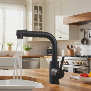 Sunvega Single Handle Kitchen Sink Faucet with Pull Out Sprayer and Deck Plate