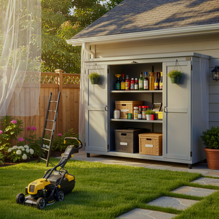 Sunvega 4 x 9 FT Outdoor Metal Storage Shed with Sloping Roof and 6 Vents