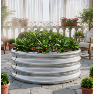 Sunvega 47.24 Inch Round Metal Raised Garden Bed for Vegetables Flowers and Herbs