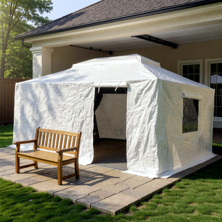 Sunvega Universal Winter Gazebo Cover with Sidewalls and Mesh Windows Waterproof