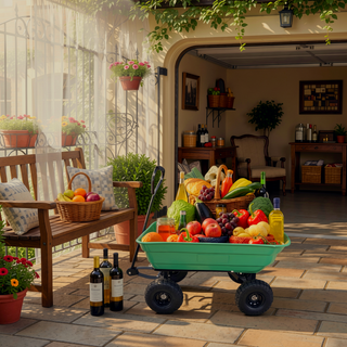 Sunvega Folding Garden Dump Truck with Steel Frame and 10-Inch Pneumatic Tires