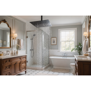 Sunvega 16 Inch Matte Black Rainfall Shower Head with Self Cleaning Nozzle