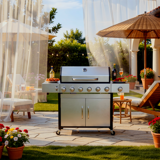 Sunvega 6-Burner Propane Gas Grill With Stainless Steel Side Burner