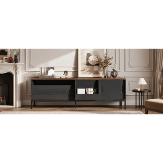 Sunvega 70.8" Modern TV Stand with Sliding Doors, Storage Drawer, and Adjustable Shelves