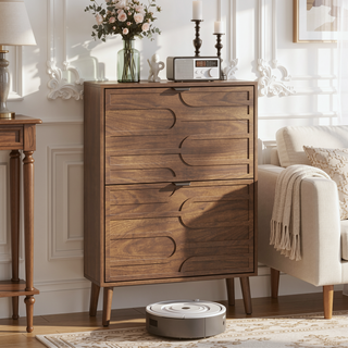 Sunvega Farmhouse Shoe Cabinet with 2 Flip Drawers and Anti-Tipping Device for Corridors