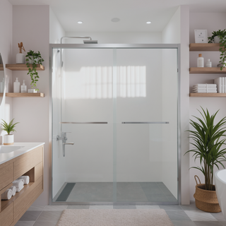 Sunvega 56-60"x58" Adjustable Aluminum Frame Double Sliding Bathtub Screen
