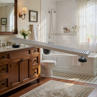 Sunvega 28 Inches Linear Shower Drain with Hair Strainer and Leveling Feet