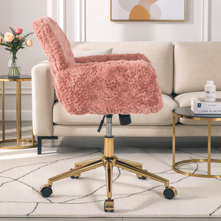 Sunvega Plush Faux Alpaca Fabric Double Cushion Wide 26.4 Inch Office Chair