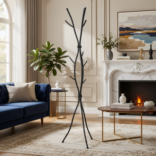 Sunvega Freestanding Black Metal Coat Rack with 11 Hooks for Entryway and Bedroom
