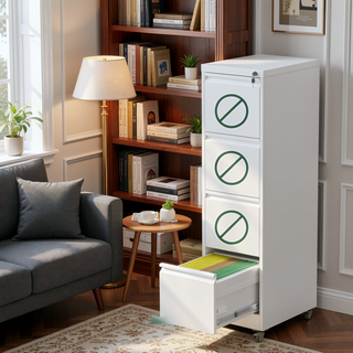Sunvega 5 Drawer Metal Vertical File Cabinet with Lock on Wheels for Home Office