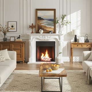 Sunvega Handcrafted Pine Wood Fireplace Mantel Shelf with Distinctive Wood Grain