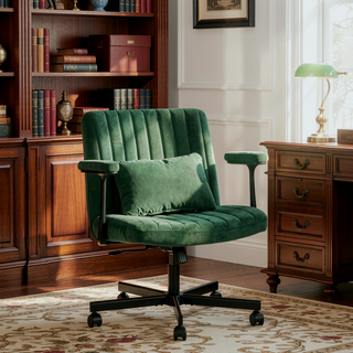 Sunvega Orange Criss Cross Armrest Office Chair with Wheels for Home Office