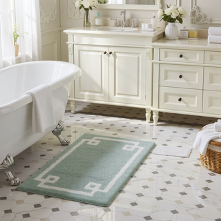 Sunvega Plush Cotton Tufted Bath Rug with Non-Skid Backing and Hotel Design