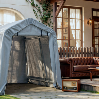 Sunvega Heavy Duty Galvanized Steel Carport Canopy with Anti-UV PE Cover and Double Zipper Doors for Outdoor Storage