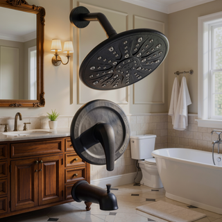 Sunvega Single Handle Rain Showerhead with Handheld Combo Set and Tub Spout