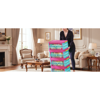Sunvega 5-Tier Collapsible Storage Cabinet with Wheels and Magnetic Door