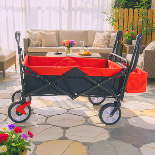 Sunvega Heavy Duty Folding Outdoor Cart with Front Wheel Brakes and Cup Holders