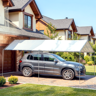 Sunvega Heavy Duty Galvanized Steel Carport Canopy with Reinforced Cables and Anchor Kit