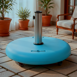 Sunvega Stainless Steel Round Wheelie Umbrella Base for Outdoor Patio Use
