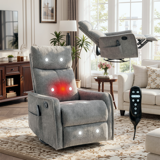 Sunvega Fabric Swivel Rocker Recliner Chair with Massage and Lumbar Heat for Living Room