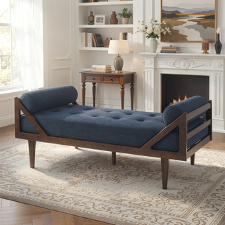 Sunvega Chic Two-Armed Chaise Lounge with Button Tufting and Bentwood Structure