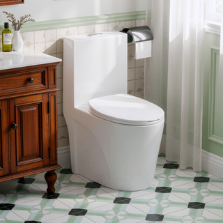 Sunvega Modern Fan-Shaped Design One-Piece Toilet with Dual Flush and Soft Close Seat
