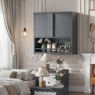 Sunvega White Wall Mounted Metal Storage Cabinet With Adjustable Shelves And Lock