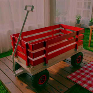 Sunvega Fresh Blue Solid Wood All-Terrain Toy and Garden Tool Cart Trolley