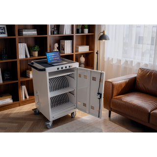 Sunvega Mobile Charging Cart and Cabinet for 35 Tablets Laptops with Locking Storage