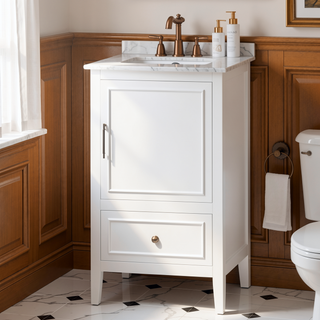 Sunvega 20 Inch Bathroom Vanity with Ceramic Sink and Adjustable Leveling Pads
