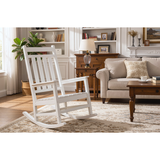 Sunvega All Weather-resistant Black Rocking Chair Set with Wood-Texture and Side Table