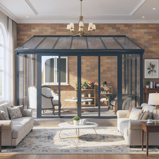 Sunvega All Season Sunroom with Aluminum Frame Polycarbonate Roof and Transparent PC Walls