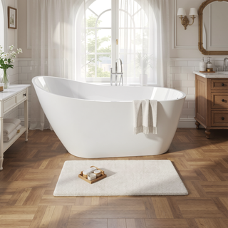 Sunvega Premium High-back Oval Acrylic Freestanding Soaker Bathtub Non-Slip Easy Clean