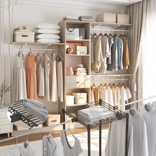 Sunvega High Capacity Wardrobe Rack with 3 Drawers, Shelves & Expandable Hanger Rods
