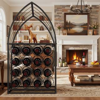Sunvega Boat-Shaped Freestanding Metal Wine Rack Set for Home Bar Kitchen Storage