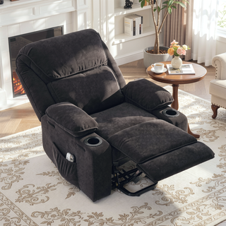 Sunvega Black PU Remote-Controlled Heating and Massage Assistive Recliner for Seniors
