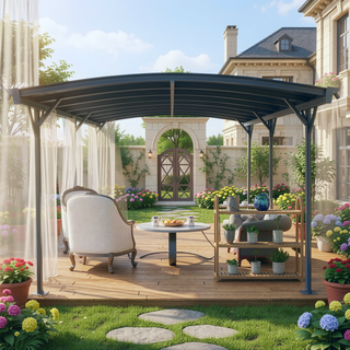 Sunvega 10x19 FT Arched Aluminum Carport with Polycarbonate Roof and Waterproof Design