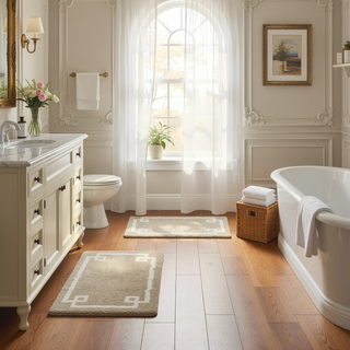 Sunvega Plush Cotton Tufted Bath Rug with Non-Skid Backing and Hotel Design