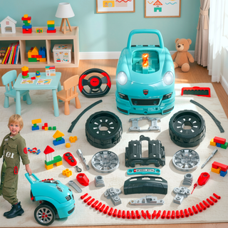 Sunvega 61-Piece Kids Mechanic Car Repair Set with Realistic Engine Sounds
