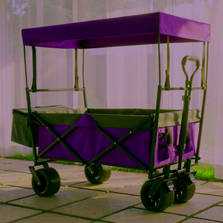 Sunvega Collapsible Wagon with Canopy 480Lbs Capacity 7" All-Terrain Wheels and Mosquito Net