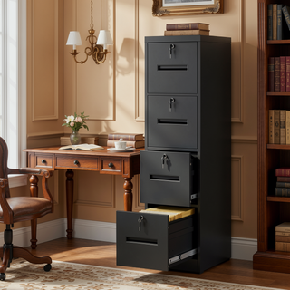 Sunvega 5 Drawer Metal Vertical File Cabinet with Lock on Wheels for Home Office